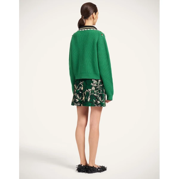 La DoubleJ Short Skirt in Quill Green at Luxury Shoes 