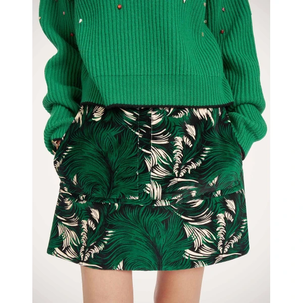 La DoubleJ Short Skirt in Quill Green at Luxury Shoes 