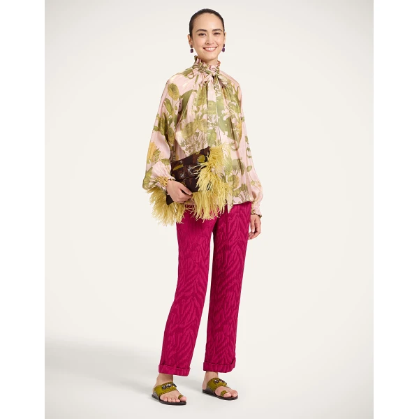 La DoubleJ Sigaretta Pants in Animalier Raspberry at Luxury Shoes 