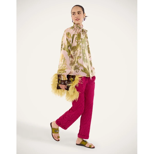 La DoubleJ Sigaretta Pants in Animalier Raspberry at Luxury Shoes 