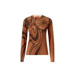La DoubleJ Silky Crew Neck in Big Blooms Brown