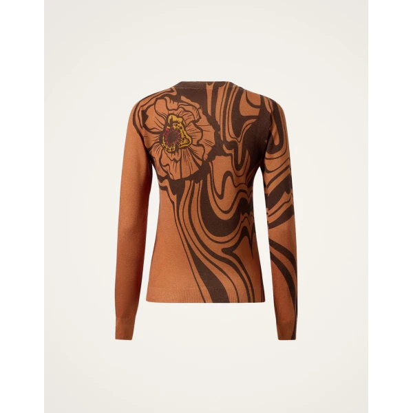 La DoubleJ Silky Crew Neck in Big Blooms Brown, view 5