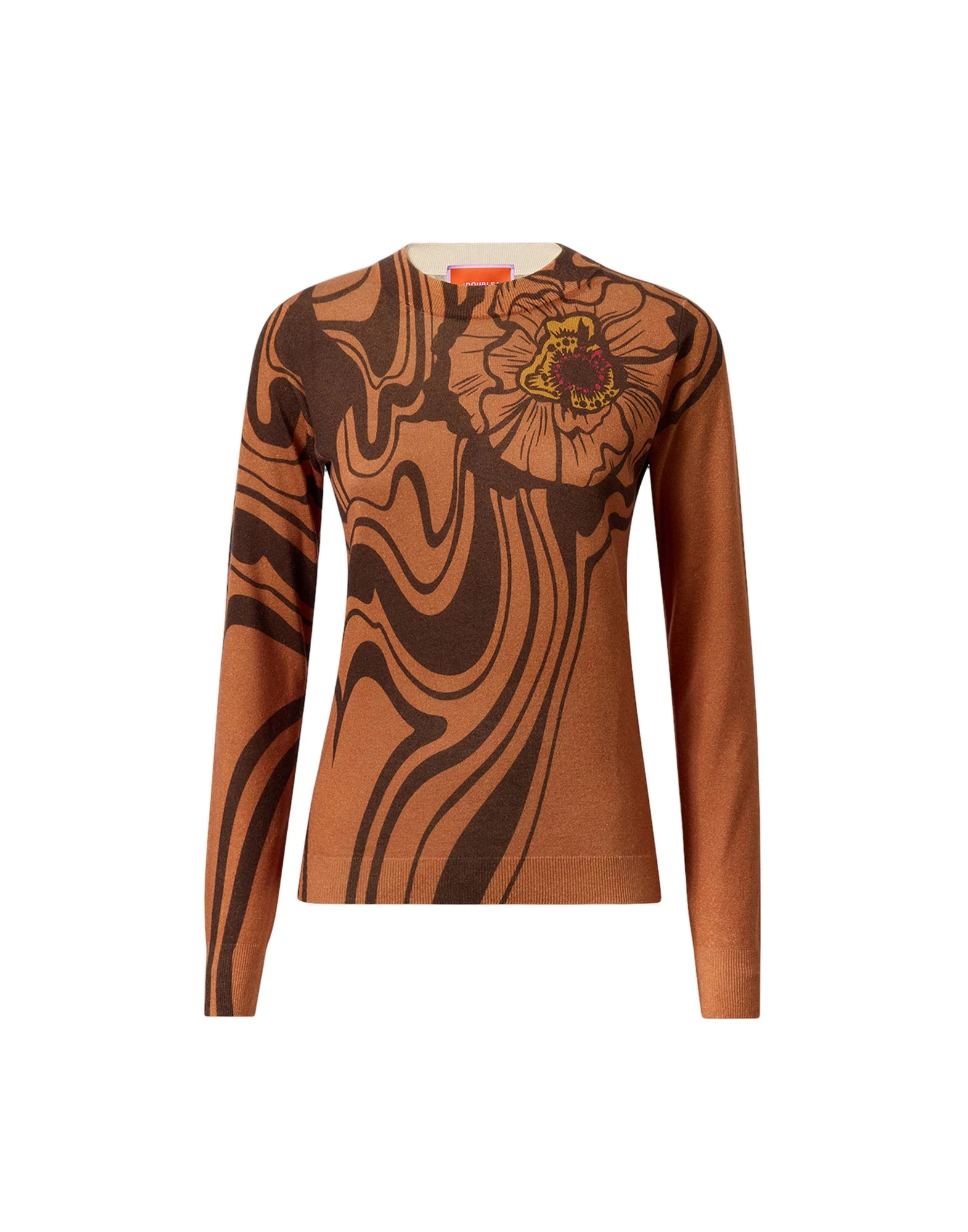 La DoubleJ Silky Crew Neck in Big Blooms Brown La DoubleJ Silky Crew Neck in Big Blooms Brown