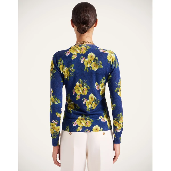 La DoubleJ Silky Crew Neck in Riptide Midnight Blue Knit, view 3