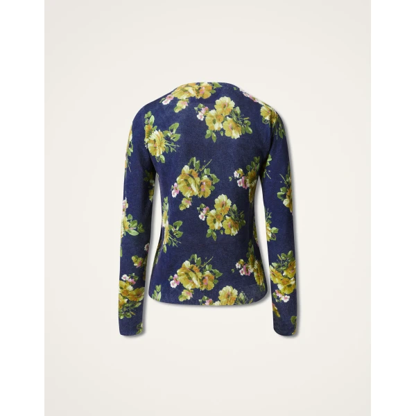 La DoubleJ Silky Crew Neck in Riptide Midnight Blue Knit, view 6