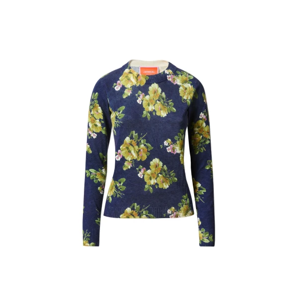 Silky Crew Neck in Riptide Midnight Blue