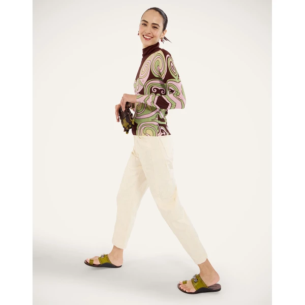 La DoubleJ Silky Turtleneck in Kells Swirl Burgundy at Luxury Shoes 