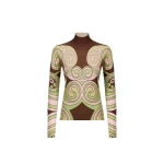 La DoubleJ Silky Turtleneck in Kells Swirl Burgundy at Luxury Shoes 
