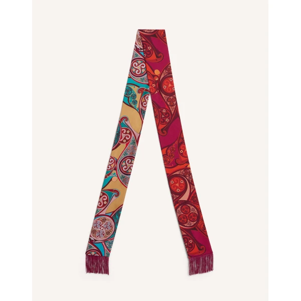 La DoubleJ Skinny Scarf in Alchemy Dark Red at Luxury Shoes 