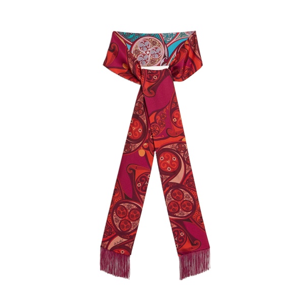 La DoubleJ Skinny Scarf in Alchemy Dark Red at Luxury Shoes 