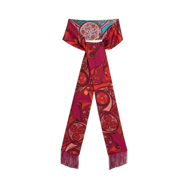 La DoubleJ Skinny Scarf in Alchemy Dark Red at Luxury Shoes 