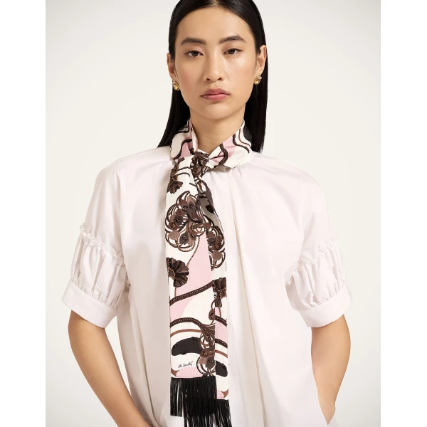 La DoubleJ Skinny Scarf in Ambrosia Pale Pink at Luxury Shoes 