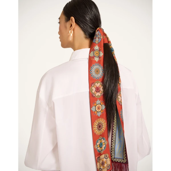 La DoubleJ Skinny Scarf in Nucleus Rust, view 2