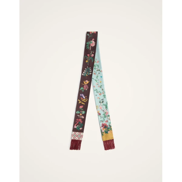 La DoubleJ Skinny Scarf in Zooflora Light Blue, view 5