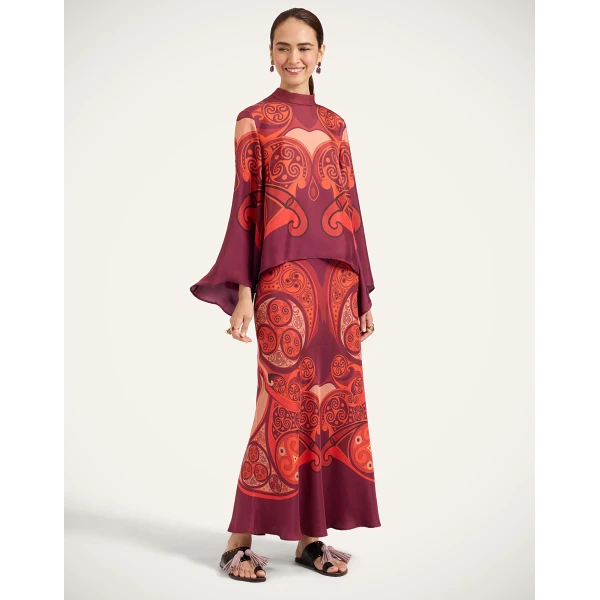 La DoubleJ Sleek Skirt in Alchemy Dark Red at Luxury Shoes 