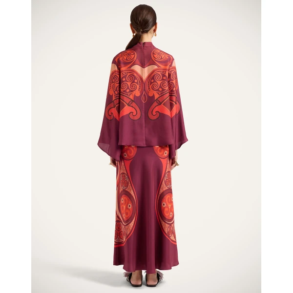 La DoubleJ Sleek Skirt in Alchemy Dark Red at Luxury Shoes 
