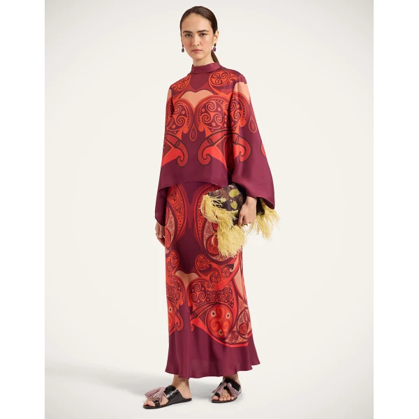 La DoubleJ Sleek Skirt in Alchemy Dark Red at Luxury Shoes 