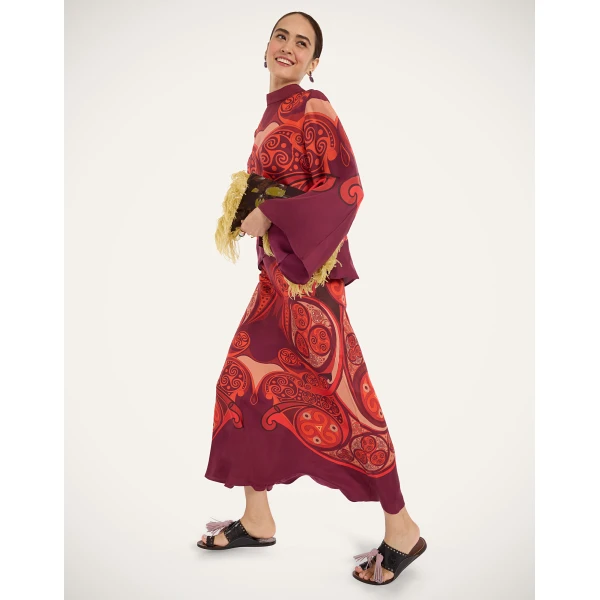 La DoubleJ Sleek Skirt in Alchemy Dark Red at Luxury Shoes 
