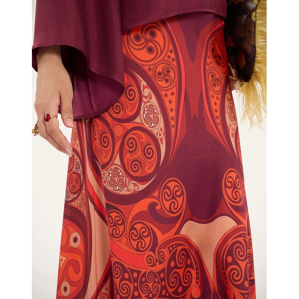 La DoubleJ Sleek Skirt in Alchemy Dark Red at Luxury Shoes 