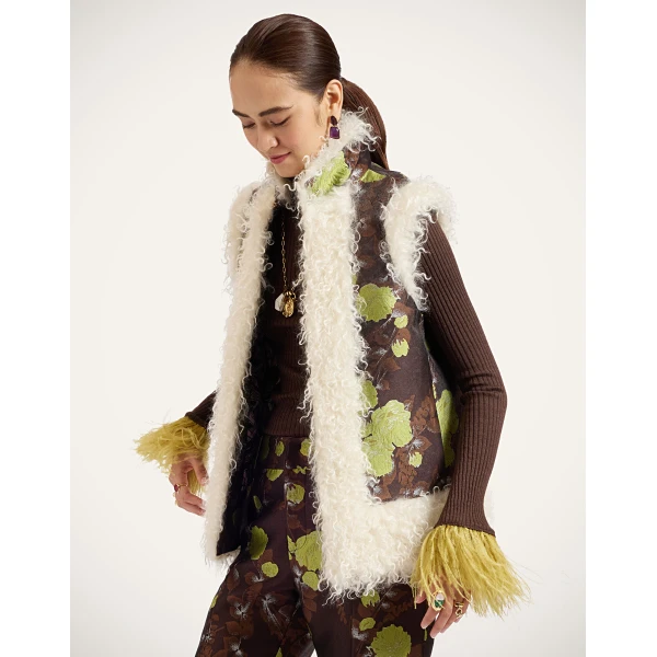 La DoubleJ Sleeveless Folk Jacket in Devon Brown at Luxury Shoes 