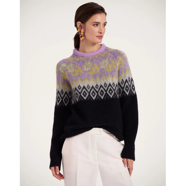 La DoubleJ Slope Sweater in Black & Lilac, view 3