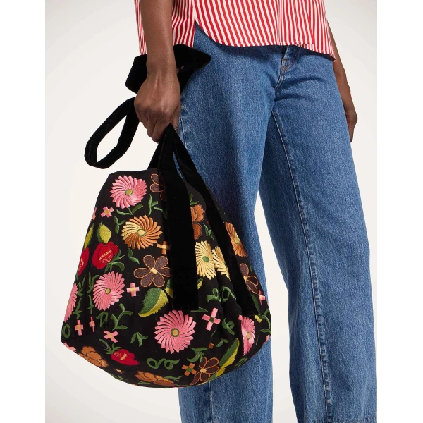 La DoubleJ Soft Bag in Crossflower Black at Luxury Shoes 