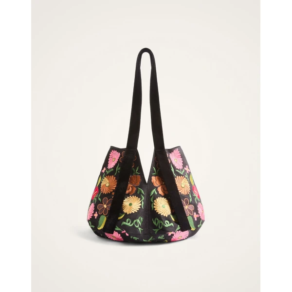 La DoubleJ Soft Bag in Crossflower Black at Luxury Shoes 