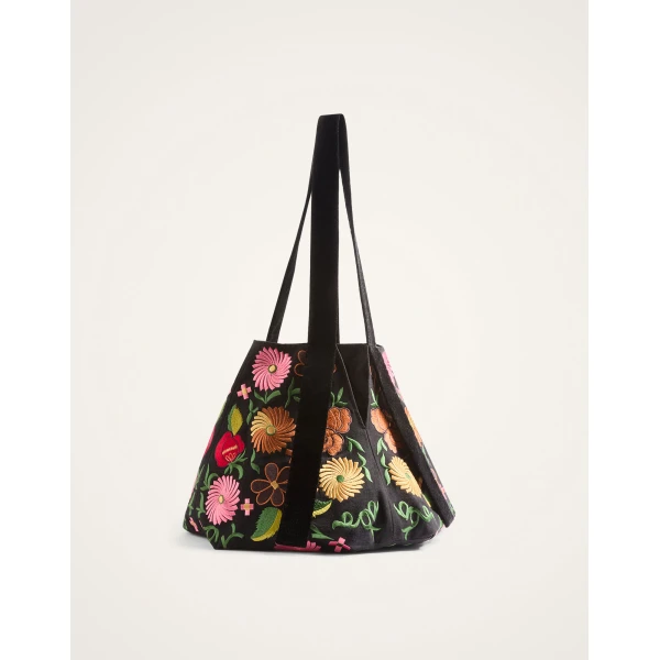 La DoubleJ Soft Bag in Crossflower Black at Luxury Shoes 
