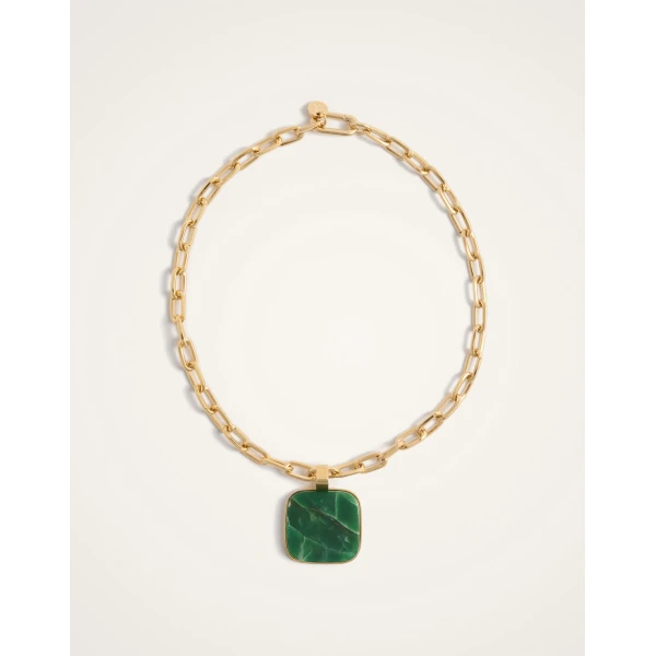 La DoubleJ Soul Pendant Necklace in 24K Gold Plate & Green Jade at Luxury Shoes 