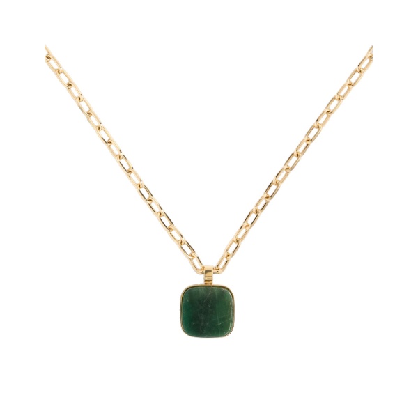 La DoubleJ Soul Pendant Necklace in 24K Gold Plate & Green Jade at Luxury Shoes 