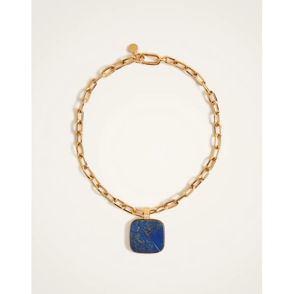 La DoubleJ Soul Pendant Necklace in 24k Gold Plate & Lapis Lazuli at Luxury Shoes 