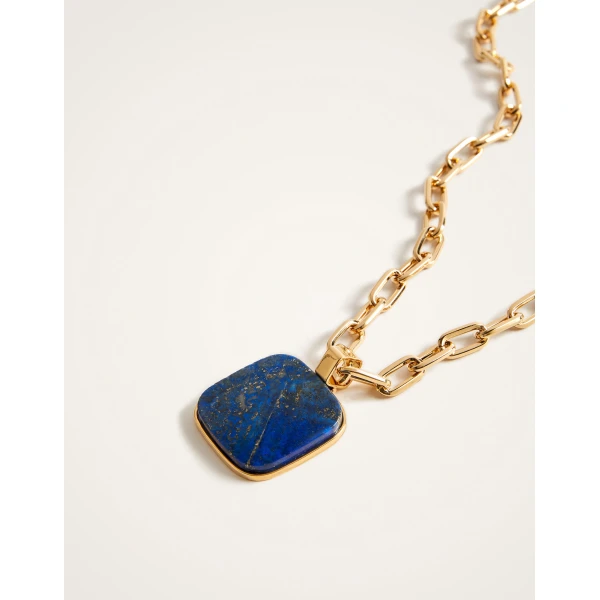 La DoubleJ Soul Pendant Necklace in 24k Gold Plate & Lapis Lazuli at Luxury Shoes 