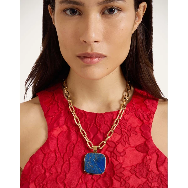 La DoubleJ Soul Pendant Necklace in 24k Gold Plate & Lapis Lazuli at Luxury Shoes 