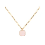 La DoubleJ Soul Pendant Necklace in 24k Gold Plate & Pink Quartz at Luxury Shoes 