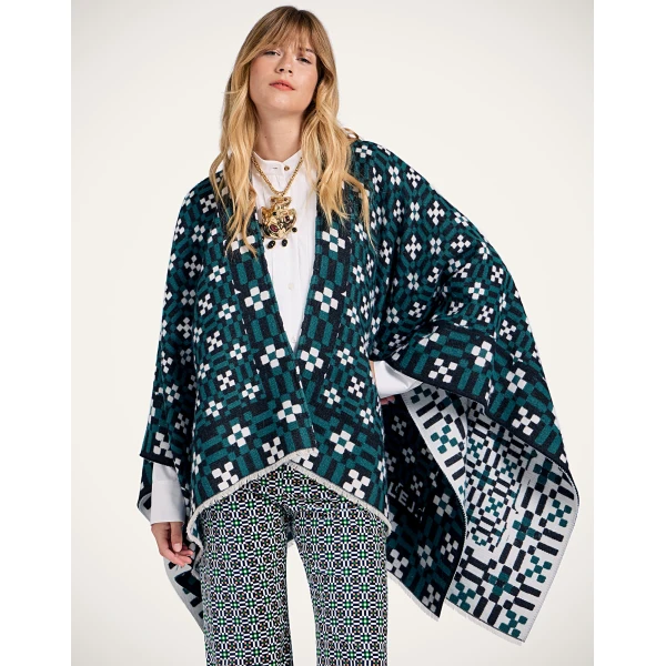 La DoubleJ Soul Poncho in Byte Green at Luxury Shoes 