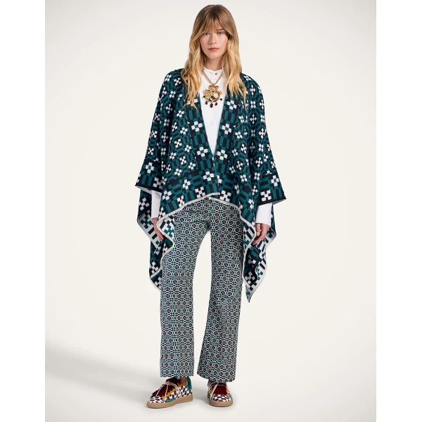 La DoubleJ Soul Poncho in Byte Green at Luxury Shoes 