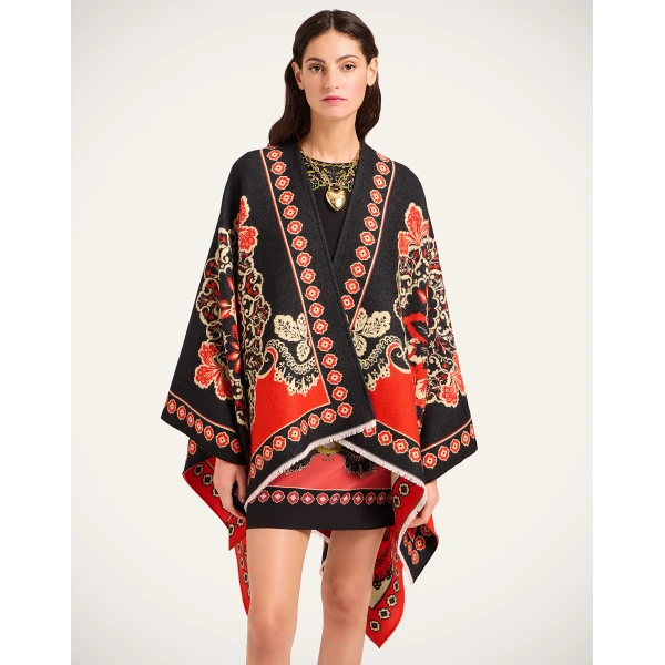 La DoubleJ Soul Poncho in Cornucopia Black at Luxury Shoes 
