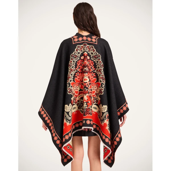 La DoubleJ Soul Poncho in Cornucopia Black at Luxury Shoes 