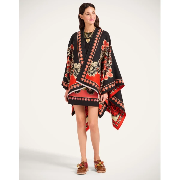La DoubleJ Soul Poncho in Cornucopia Black at Luxury Shoes 