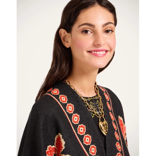 La DoubleJ Soul Poncho in Cornucopia Black at Luxury Shoes 