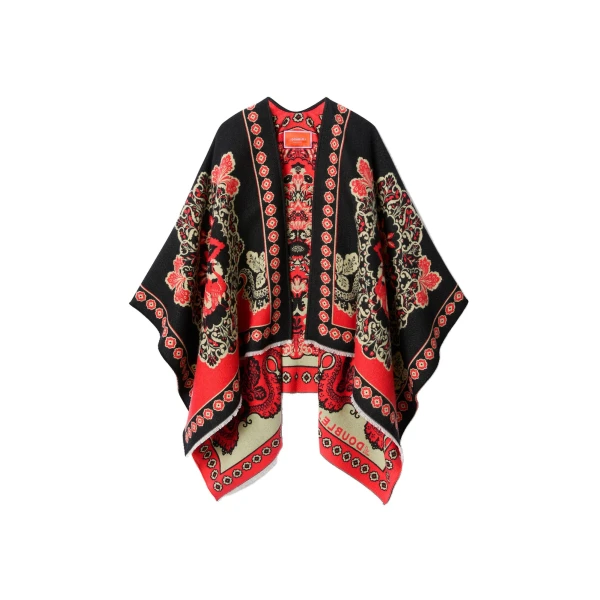 La DoubleJ Soul Poncho in Cornucopia Black at Luxury Shoes 