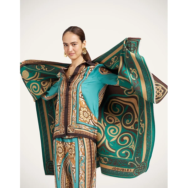 La DoubleJ Soul Poncho in Kells Camel at Luxury Shoes 