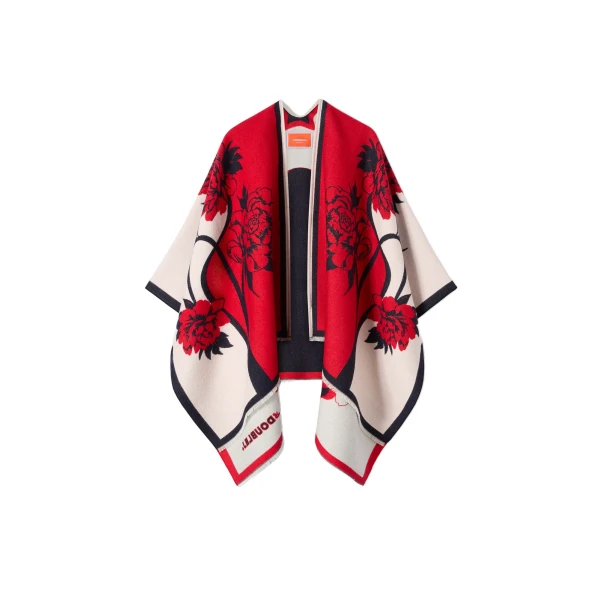 La DoubleJ Soul Poncho in Queen Peony Red Jacket