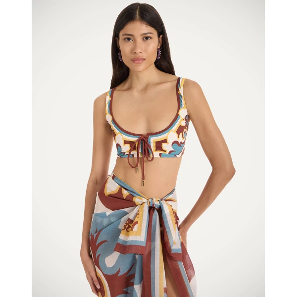 La DoubleJ Sunset Bikini Top in Palazzo Chocolate, view 2