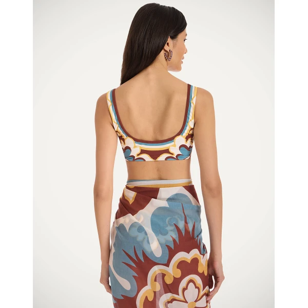 La DoubleJ Sunset Bikini Top in Palazzo Chocolate, view 3