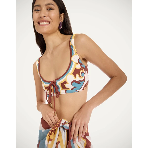 La DoubleJ Sunset Bikini Top in Palazzo Chocolate, view 4