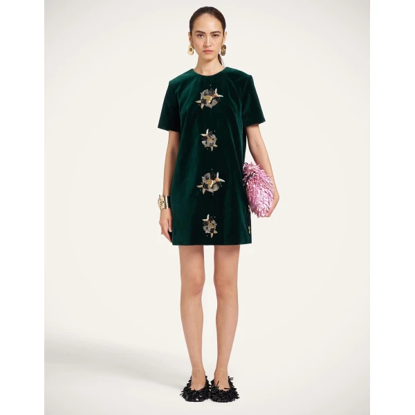 La DoubleJ Super Mini Swing Dress in Blue Petrol at Luxury Shoes 