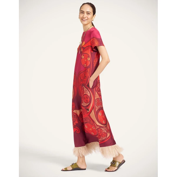 La DoubleJ Swing Dress in Alchemy Dark Red at Luxury Shoes 