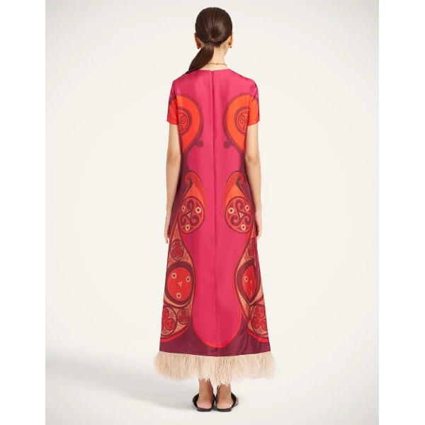 La DoubleJ Swing Dress in Alchemy Dark Red at Luxury Shoes 