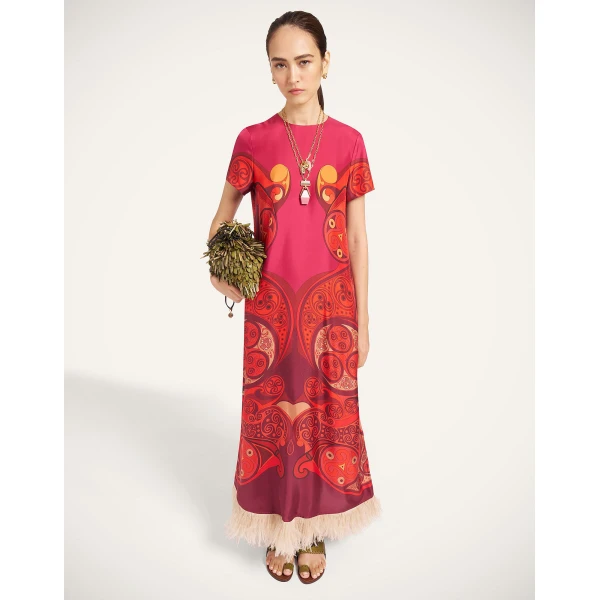 La DoubleJ Swing Dress in Alchemy Dark Red at Luxury Shoes 